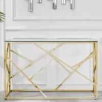 Sicily Rectangular Console Table - Gold, Glass