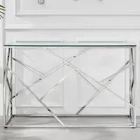 Sicily Rectangular Console Table - Silver, Glass