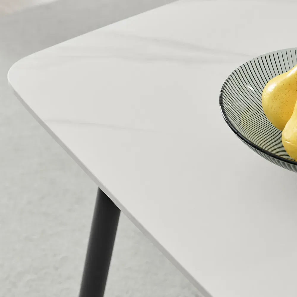 Sienna 4-Seater Dining Table - White, Ceramic