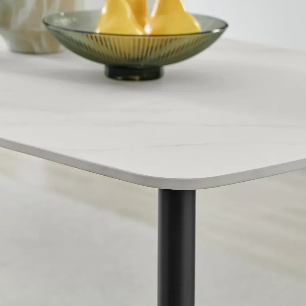 Sienna 4-Seater Dining Table - White, Ceramic