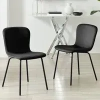 Sienna Set of 2 Dining Chairs - Black, Velvet