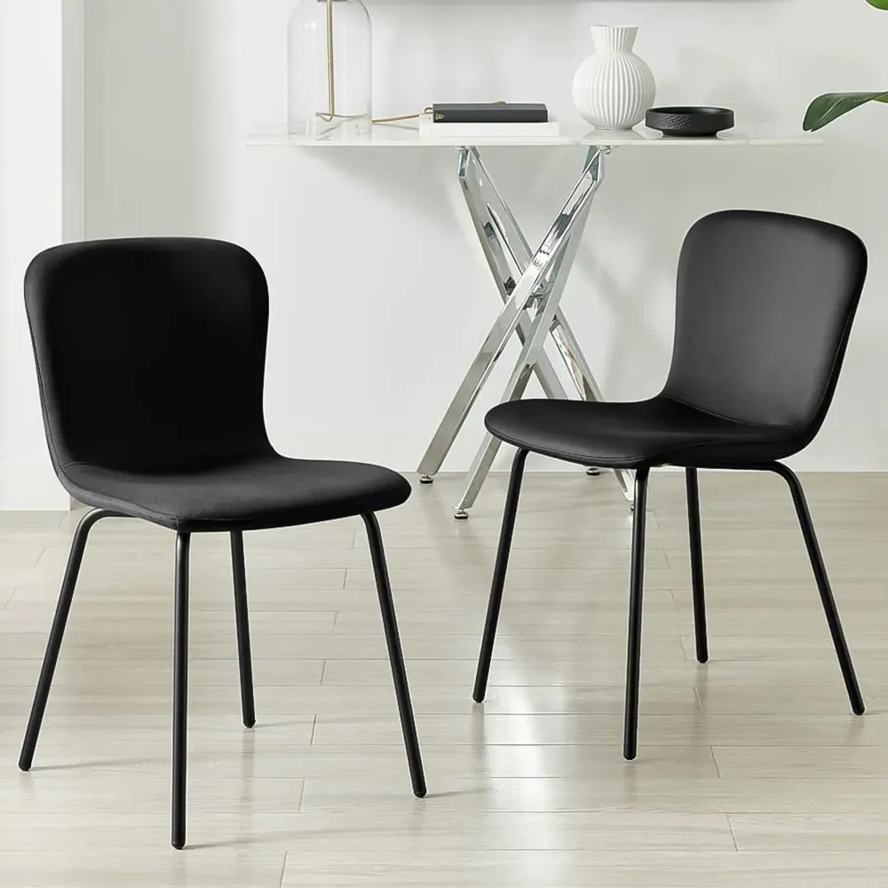 Sienna Set of 2 Dining Chairs - Black, Velvet image