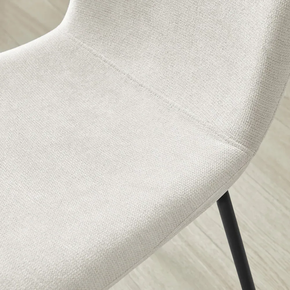 Sienna Set of 2 Dining Chairs - Cream, Linen Effect