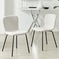 Sienna Set of 2 Dining Chairs - Cream, Linen Effect