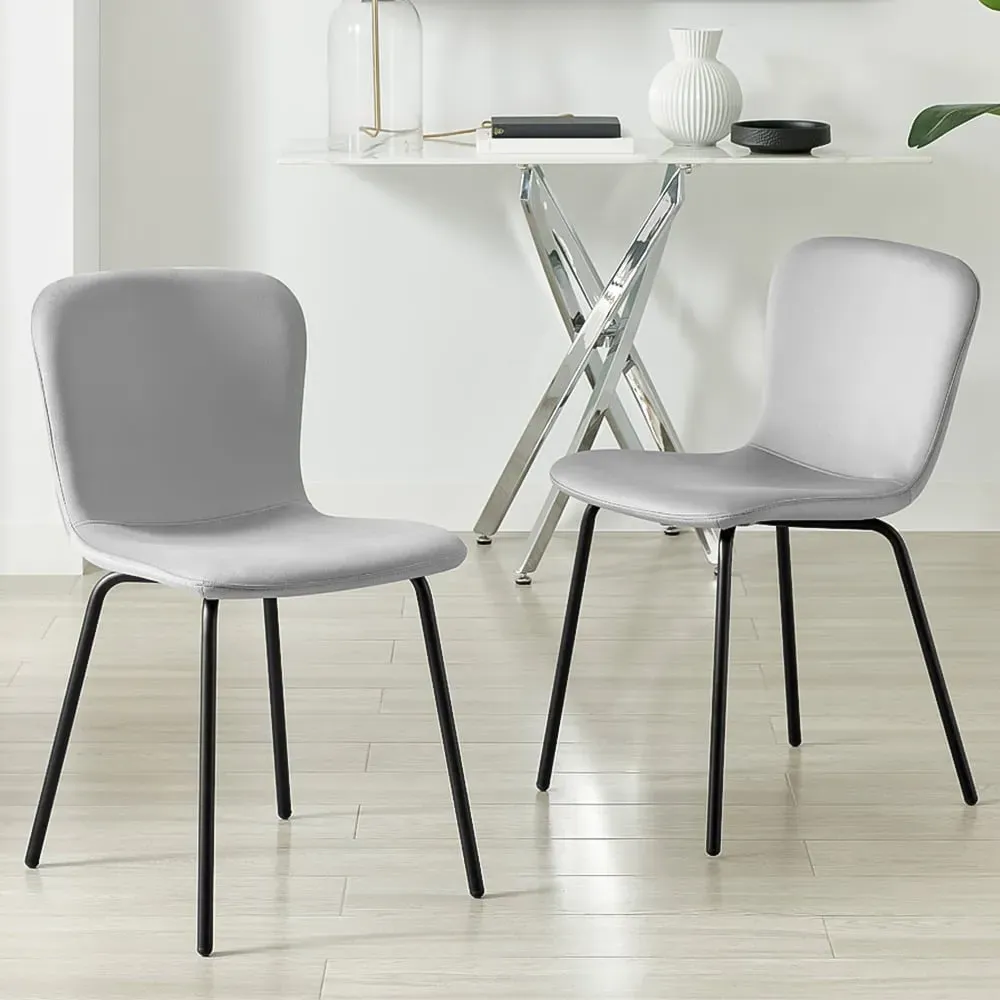 Sienna Set of 2 Dining Chairs - Grey, Velvet image