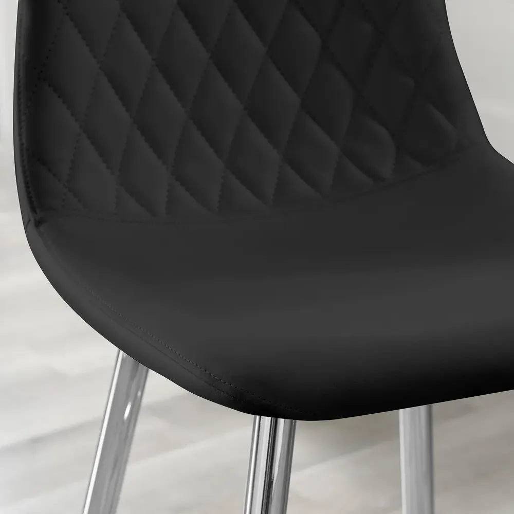 Solara Bar Stool Set of 2 - Black, Faux Leather