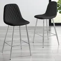 Solara Bar Stool Set of 2 - Black, Faux Leather