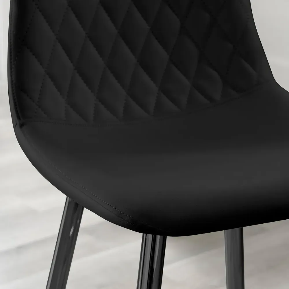 Solara Bar Stool Set of 2 - Black, Faux Leather