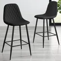 Solara Bar Stool Set of 2 - Black, Faux Leather