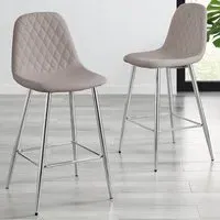 Solara Bar Stool Set of 2 - Cappuccino, Faux Leather