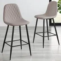 Solara Bar Stool Set of 2 - Cappuccino, Faux Leather
