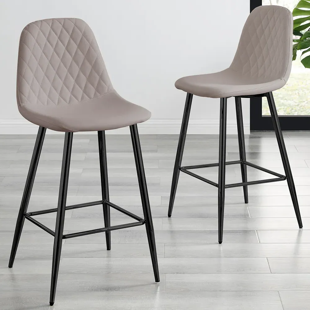 Solara Bar Stool Set of 2 - Cappuccino, Faux Leather