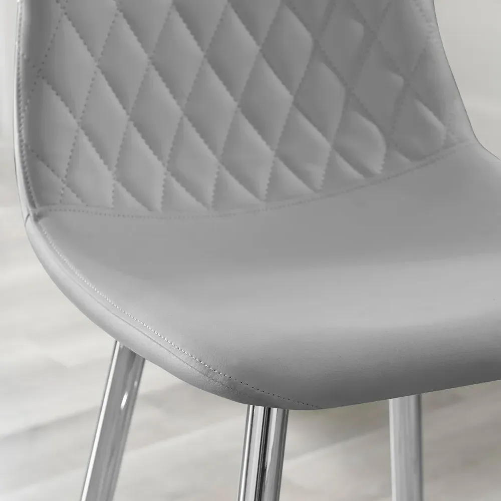 Solara Bar Stool Set of 2 - Grey, Faux Leather