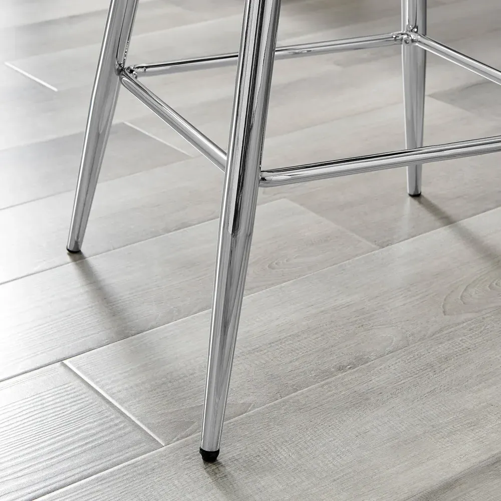 Solara Bar Stool Set of 2 - Grey, Faux Leather