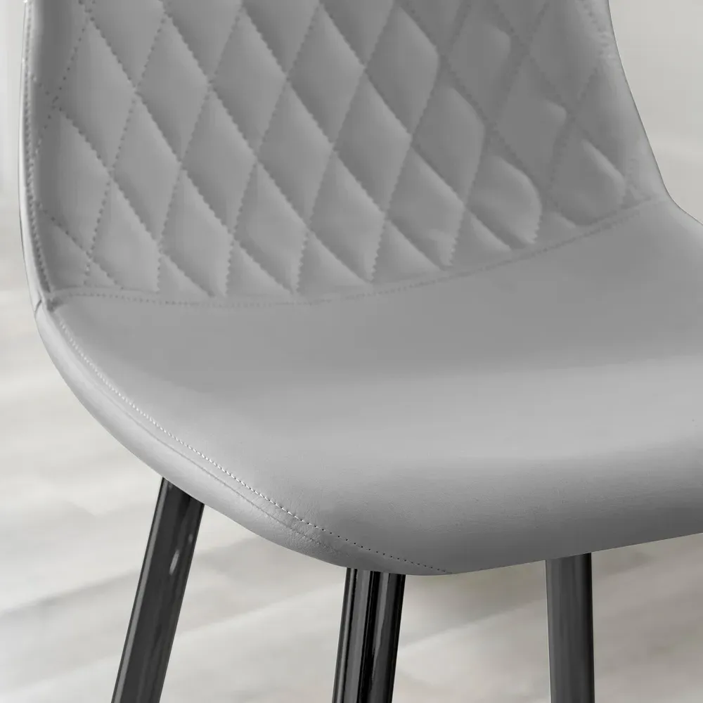 Solara Bar Stool Set of 2 - Grey, Faux Leather