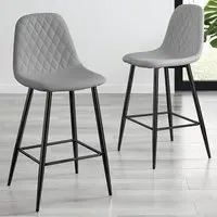 Solara Bar Stool Set of 2 - Grey, Faux Leather