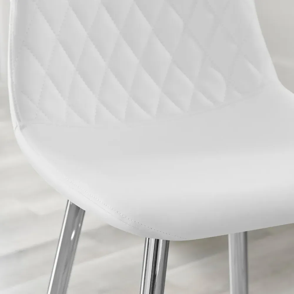 Solara Bar Stool Set of 2 - White, Faux Leather