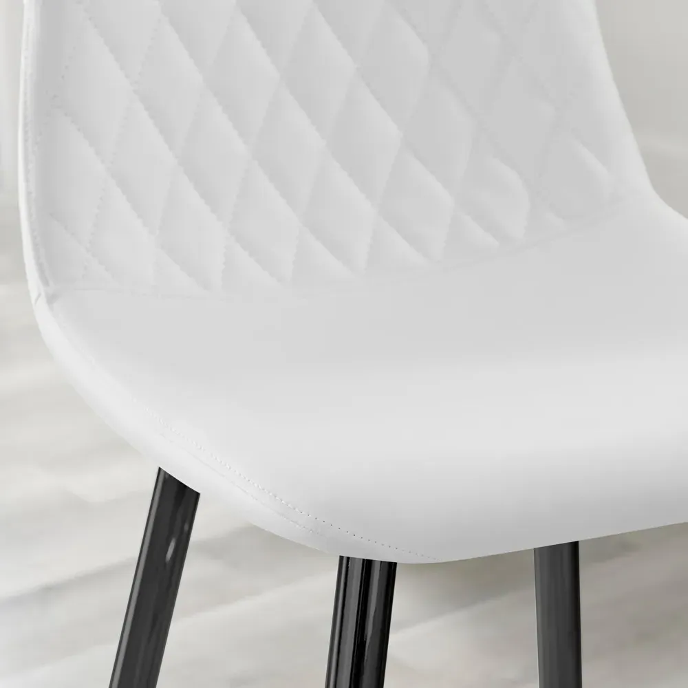 Solara Bar Stool Set of 2 - White, Faux Leather