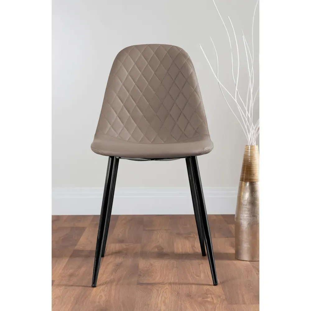 Solara Set of 2 Dining Chairs - Brown, Faux Leather