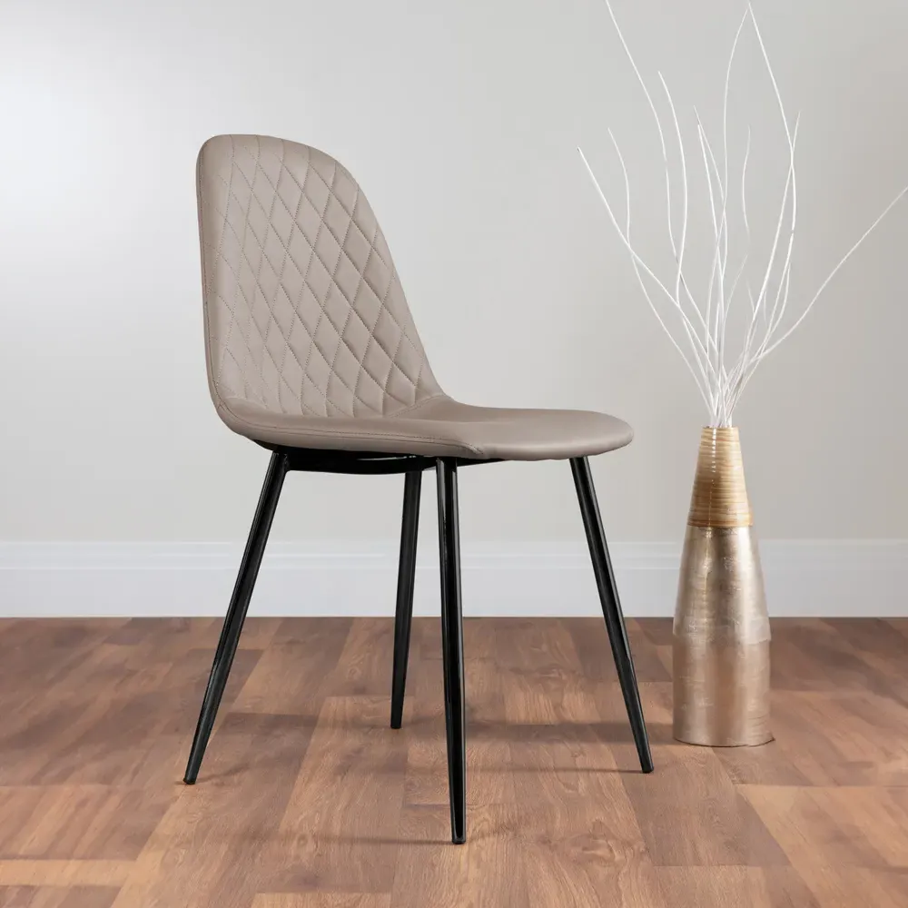 Solara Set of 2 Dining Chairs - Brown, Faux Leather