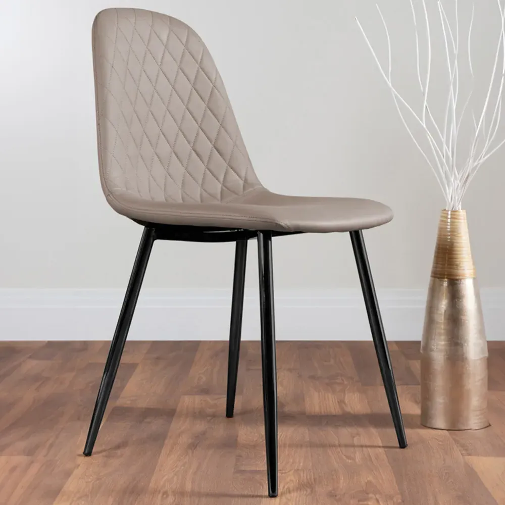 Solara Set of 2 Dining Chairs - Brown, Faux Leather