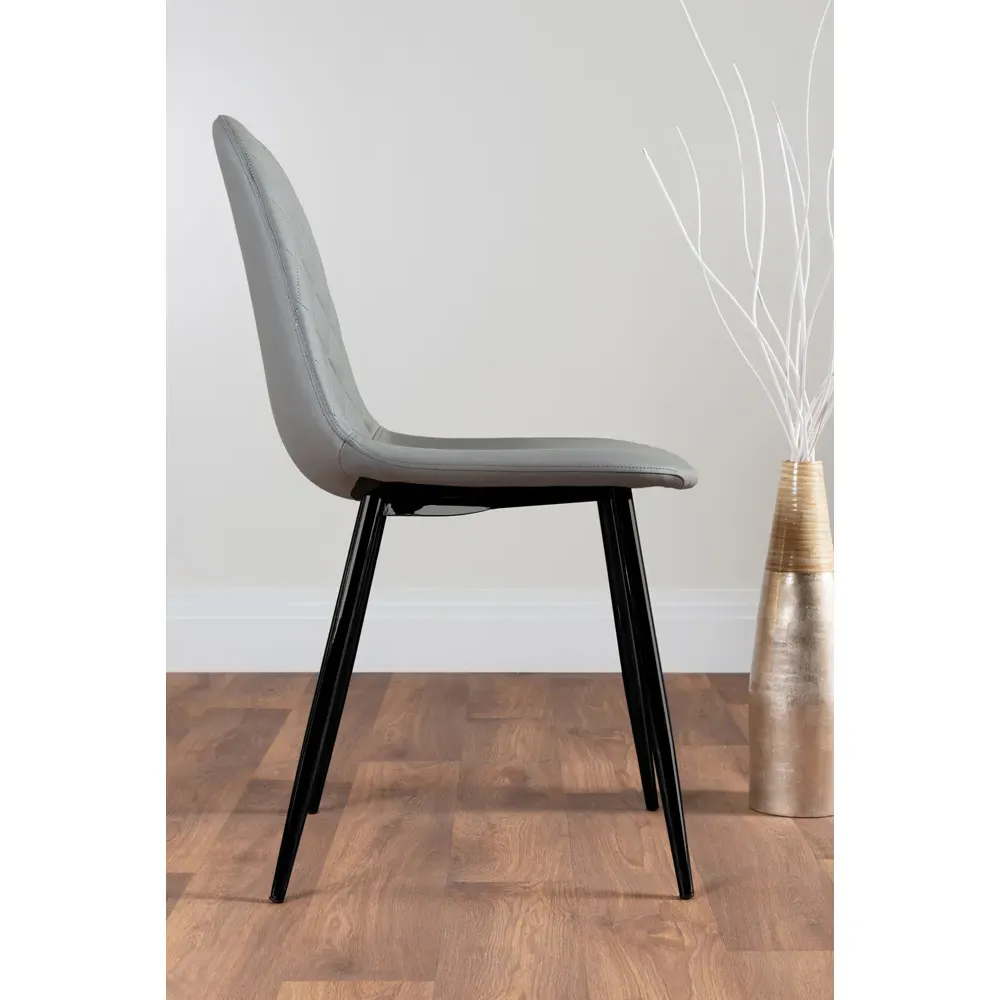 Solara Set of 2 Dining Chairs - Grey, Faux Leather