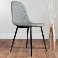 Solara Set of 2 Dining Chairs - Grey, Faux Leather