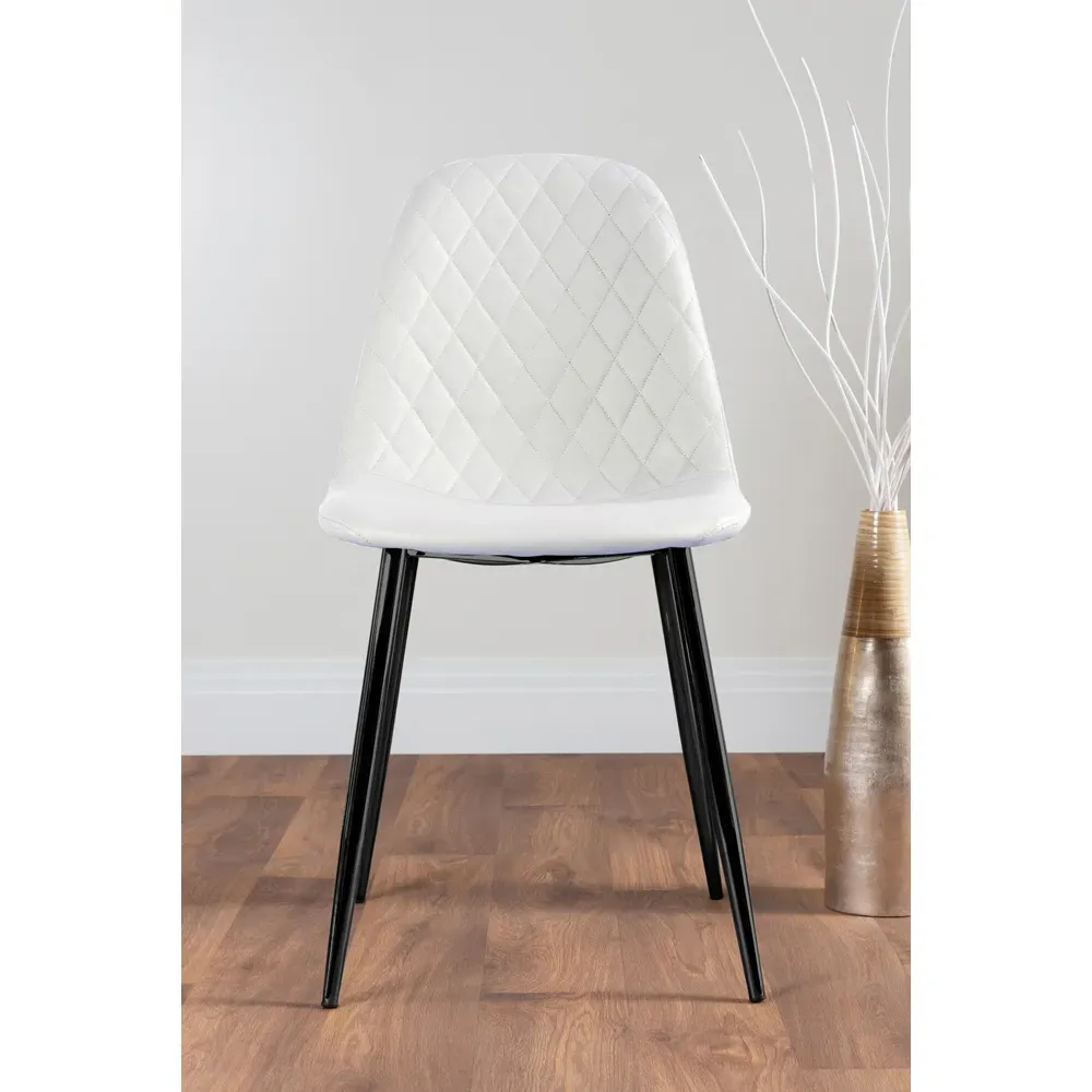 Solara Set of 2 Dining Chairs - White, Faux Leather
