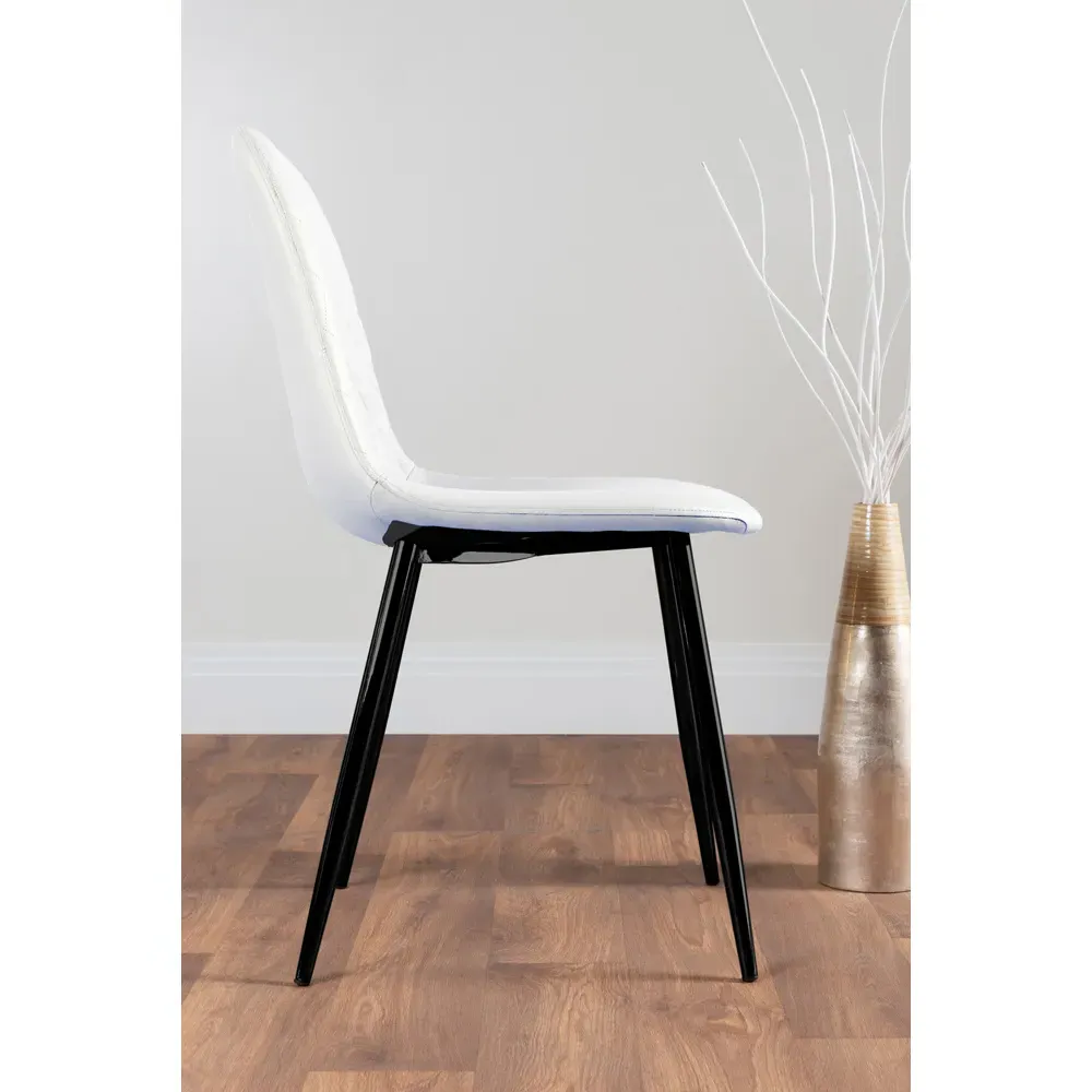 Solara Set of 2 Dining Chairs - White, Faux Leather