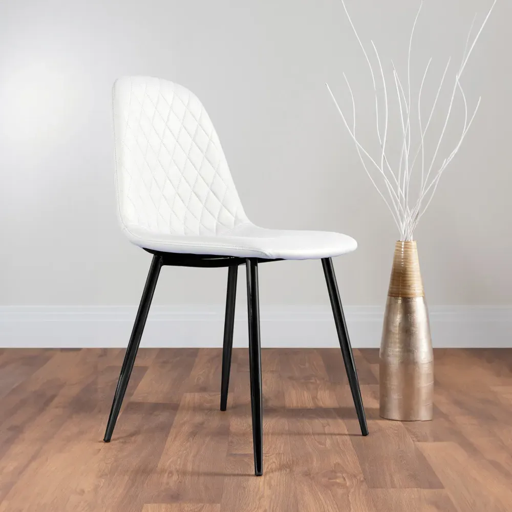 Solara Set of 2 Dining Chairs - White, Faux Leather
