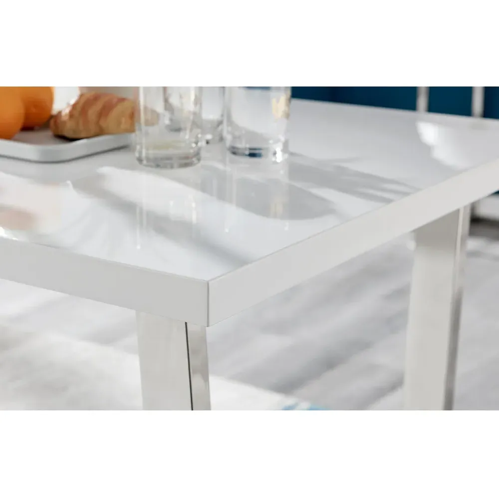 Solo 4-Seater Dining Table - White, High Gloss