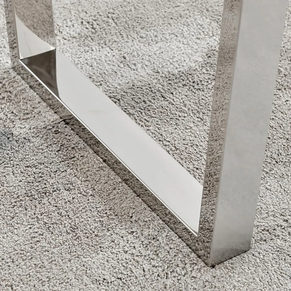 Solo 4-Seater Dining Table - White, Marble Effect