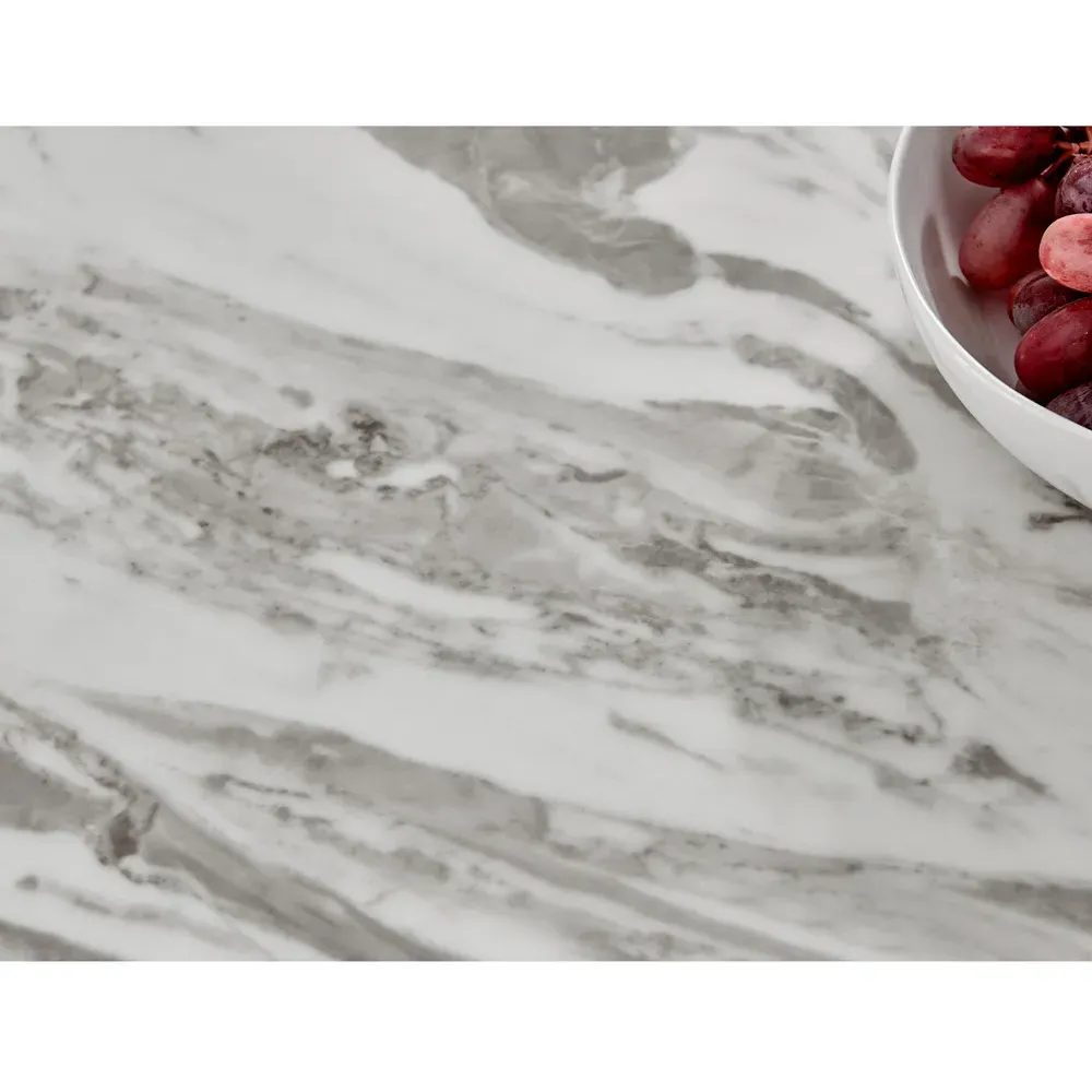 Solo 4-Seater Dining Table - White, Marble Effect