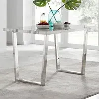 Solo 4-Seater Dining Table - White, Marble Effect