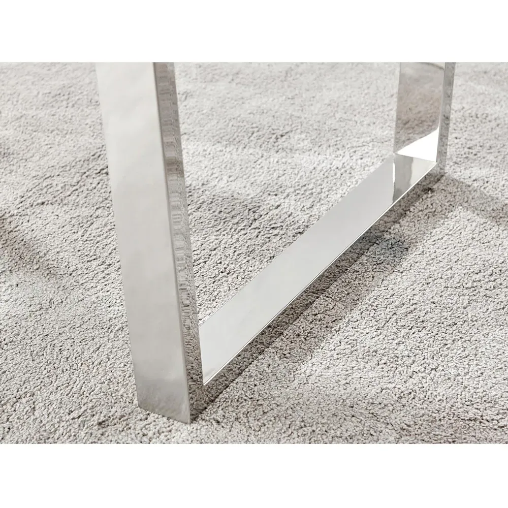 Solo 6-Seater Dining Table - White, Marble Effect