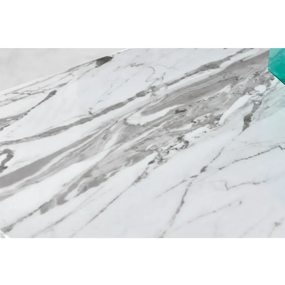 Solo 6-Seater Dining Table - White, Marble Effect