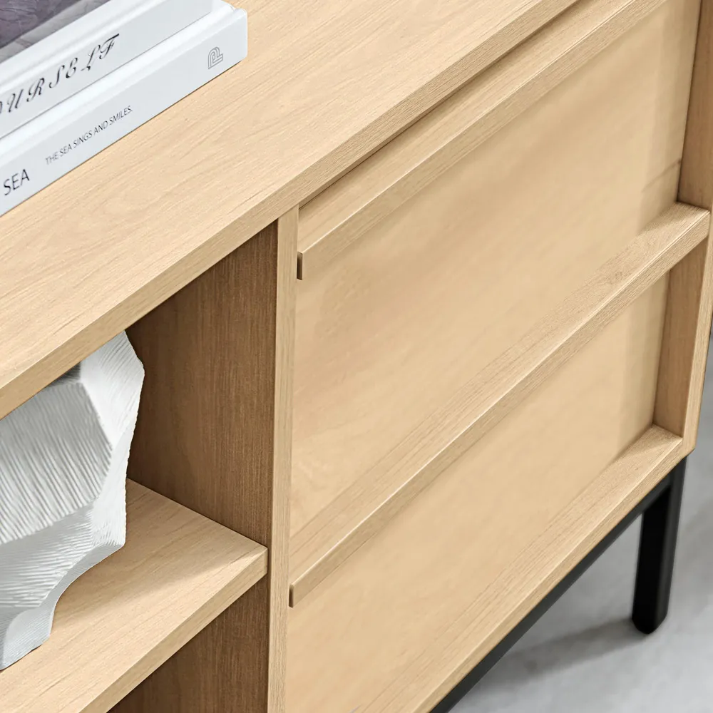 Sval 2 Door 2 Drawer TV Unit - Oak Effect, Wood Composite