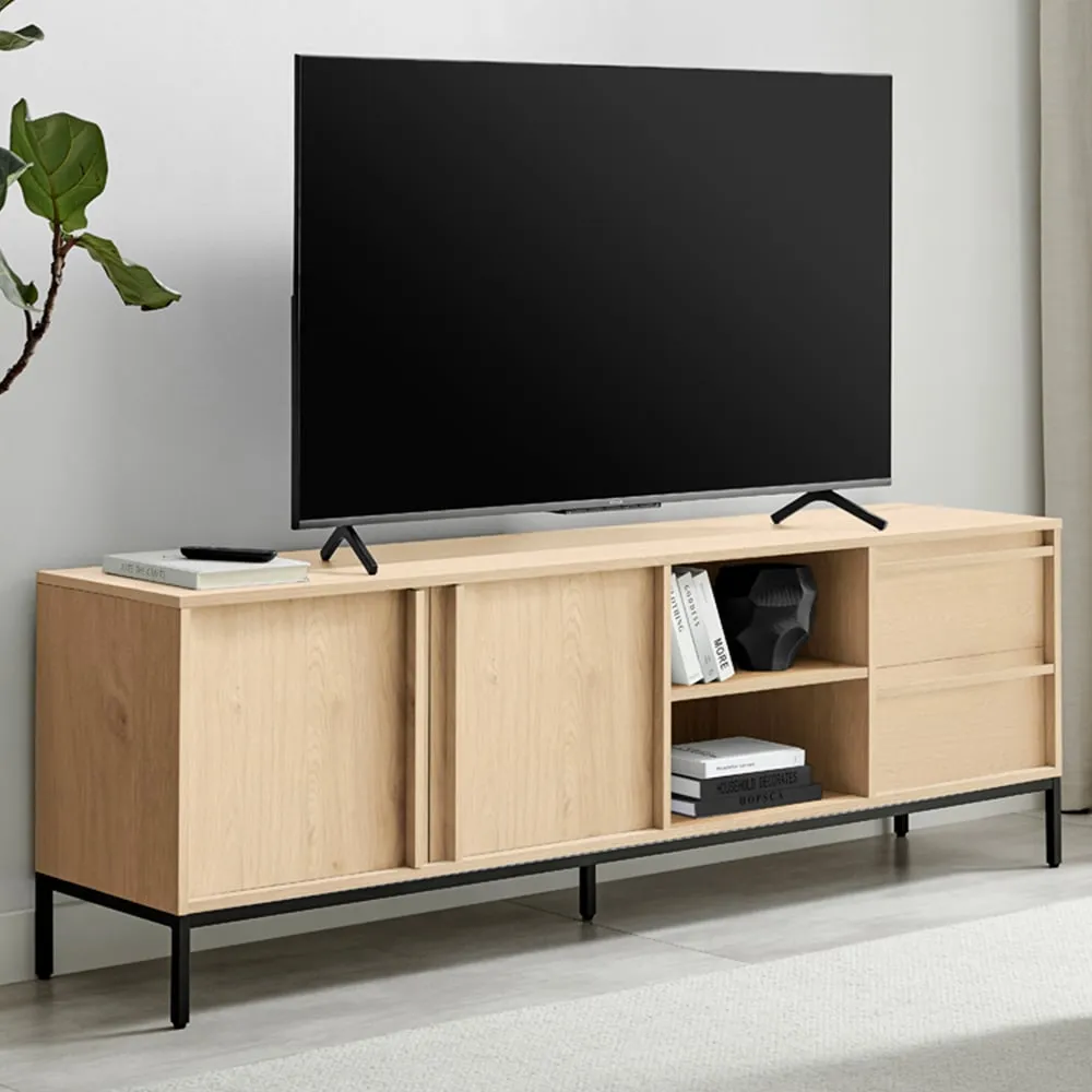 Sval 2 Door 2 Drawer TV Unit - Oak Effect, Wood Composite image