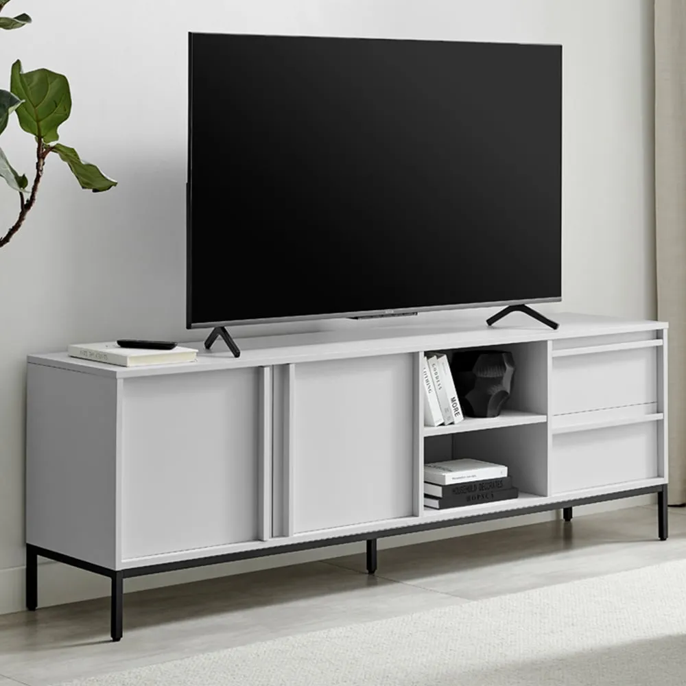 Sval 2 Door 2 Drawer TV Unit - Off White, Wood Composite