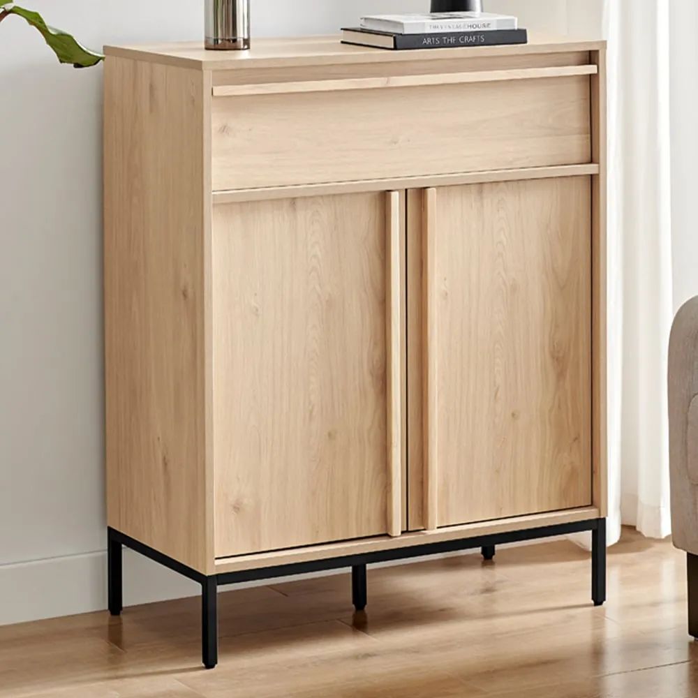 Sval 2 Door Single Drawer Small Sideboard - Oak image