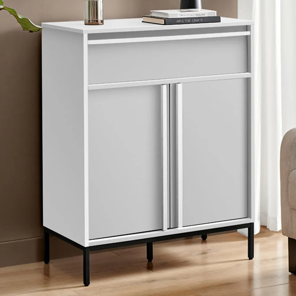 Sval 2 Door Single Drawer Small Sideboard - White