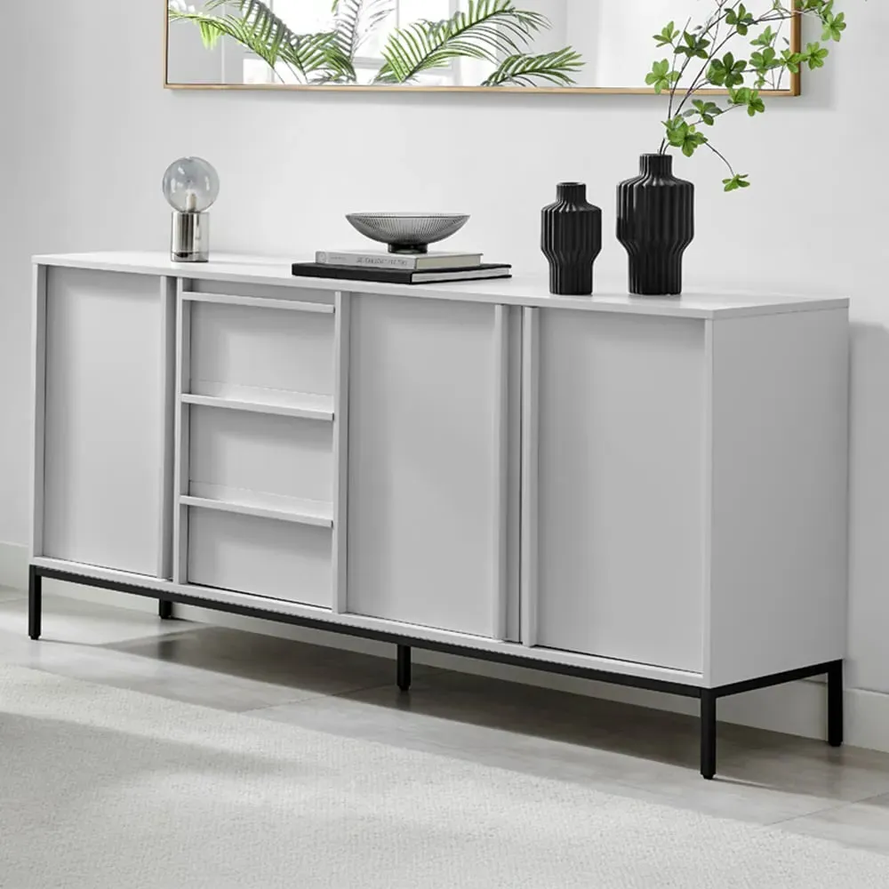 Sval 3 Door 3 Drawer Sideboard - White, Wood Composite