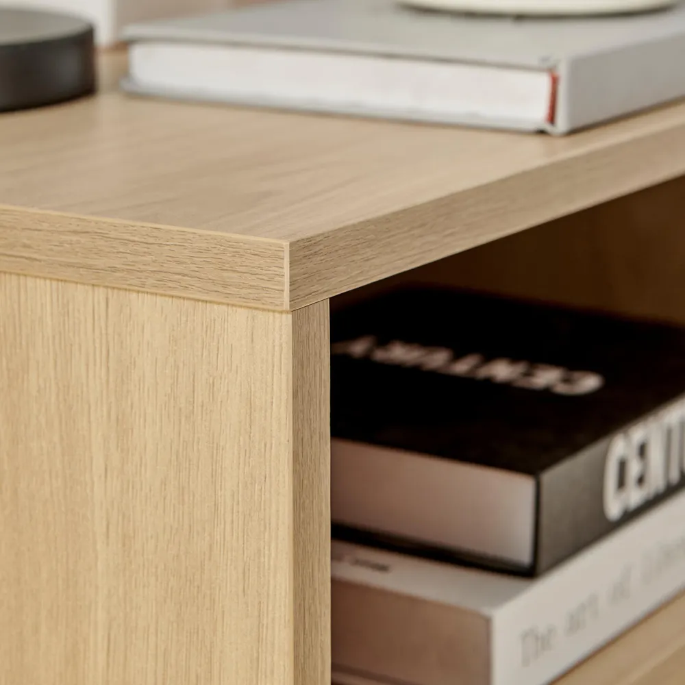 Sval Single Drawer Bedside Table - Brown, Wood