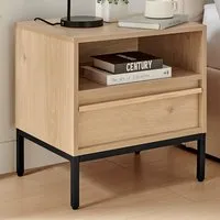 Sval Single Drawer Bedside Table - Brown, Wood
