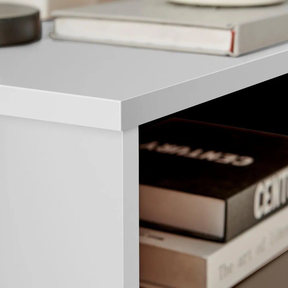 Sval Single Drawer Bedside Table - White, Wood