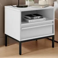 Sval Single Drawer Bedside Table - White, Wood