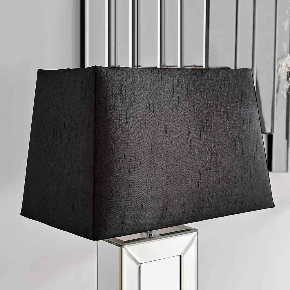 Tabitha Table Lamp with Geometric Pattern - Black