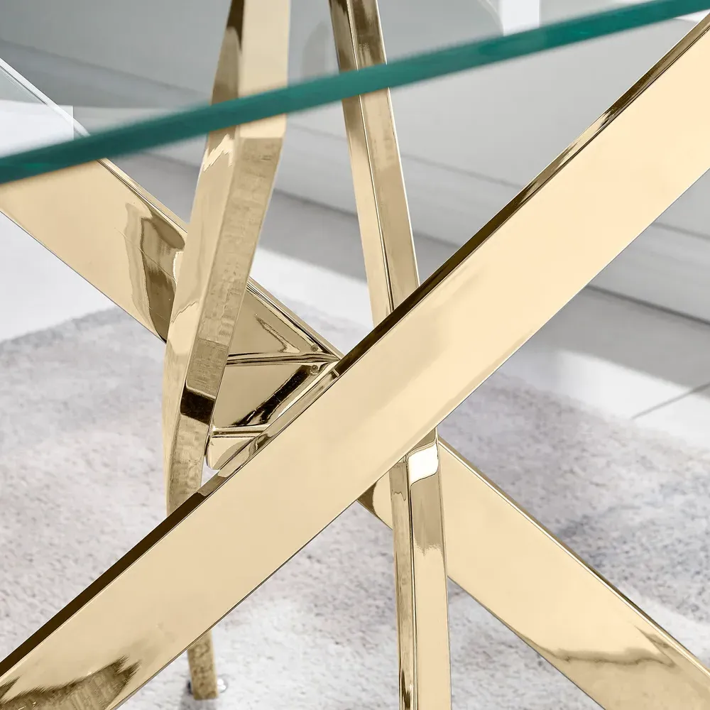 Tavalo 4-Seater Dining Table - Gold, Glass