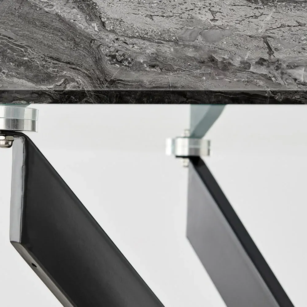 Tavalo 4-Seater Glass Dining Table - Grey, Black