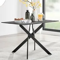Tavalo 4-Seater Glass Dining Table - Grey, Black